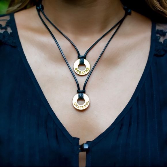 Breathe Adjustable Necklace- Brass - Picture 2 of 7